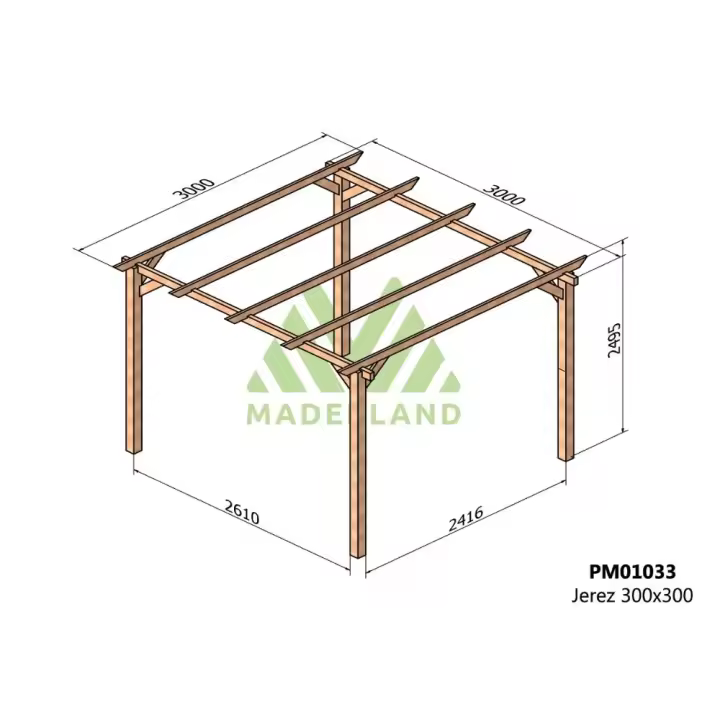 Pérgola de Madera Maciza Jerez (Maderland) - Gardeneas - 1