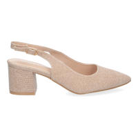 Davinia Shoes Zapato de Salon para Mujer, Diseño Elegante con Tacon, Abierto por el Talon, Puntera Fina y Cierre de Hebilla Ajustable. Shoes&Blues.es YK261-1-Champan - details 1