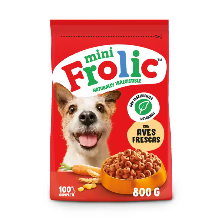 Frolic Pienso Semihúmedo para Perros Adultos Mini Sabor Ave 5 bolsas de 800g - 1