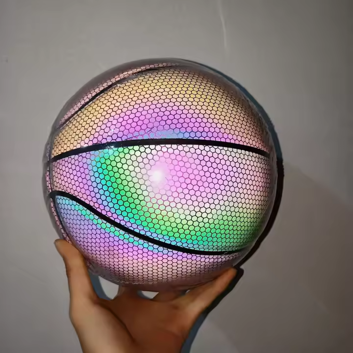 Baloncesto Luminoso Reflectante Holográfico Balón De PU Resistente Al Desgaste Juego Deportivo Nocturno Para Partidos De Fútbol - 1