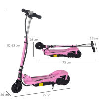 HOMCOM Patinete Scooter Eléctrico Plegable para Niños de 7-14 Años Máx. 50 kg con Altura Ajustable Interruptor de Arranque y Frenos 75x36x82-93 cm - details 2