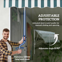 Outsunny Brazo Ajustable Toldo Abrazadera Toldo 200x150 cm Altura Ajustable Protección Solar Brazo Ajustable Manivela Balcón Alu Verde y Blanco - details 0