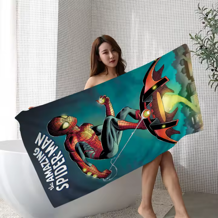 Toalla De Baño Vintage Superhéroe Marvel S-Spidermans Dibujos Animados Para Playa Decoración De Habitación Kawaii Para Niñas Y Niños Tamaño 30x60 Cm Toalla De Mano Para Deporte Y Viaje - 1