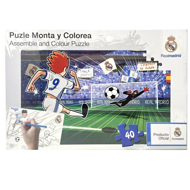 Puzzle Real Madrid Puzzle Monta y Colorea Real Madrid 40 Piezas para Niños y Niñas, Regalo Cumpleaños, Navidad, Reyes - 1