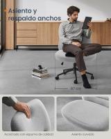 Silla de Oficina Contemporánea, Base de Estrella con Ruedas, Asiento Ancho y Cómodo, Altura Ajustable, Tela de Lino de Algodón, Silla Giratoria - details 8