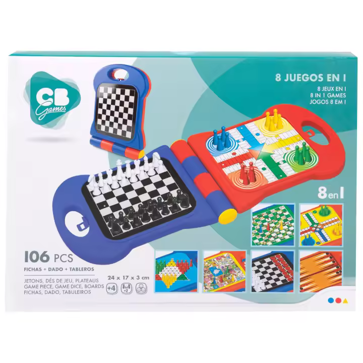 Juegos de mesa 8 juegos en 1  COLOR BABY  oficial tabla multijuegos 8 en 1  parchís, oca, escalera, ajedrez, damas, damas chinas, ludo, y Backgammon - 1