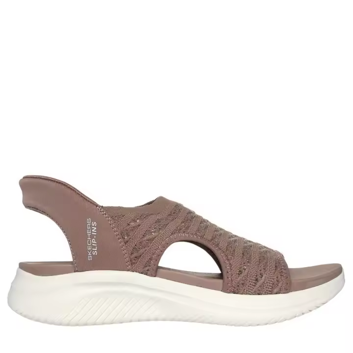 Cómoda  andalia de mujer Skechers SLIP-INS Ultra Flex 3.0 SUN WARMTH marrón. Skechers Hands Free Slip-ins® Sistema Heel Pillow para calzar sin manos. Planilla Yoga Foam Altura Tacón bajo (1-3 cm) Referencia 119805-MOC - 1