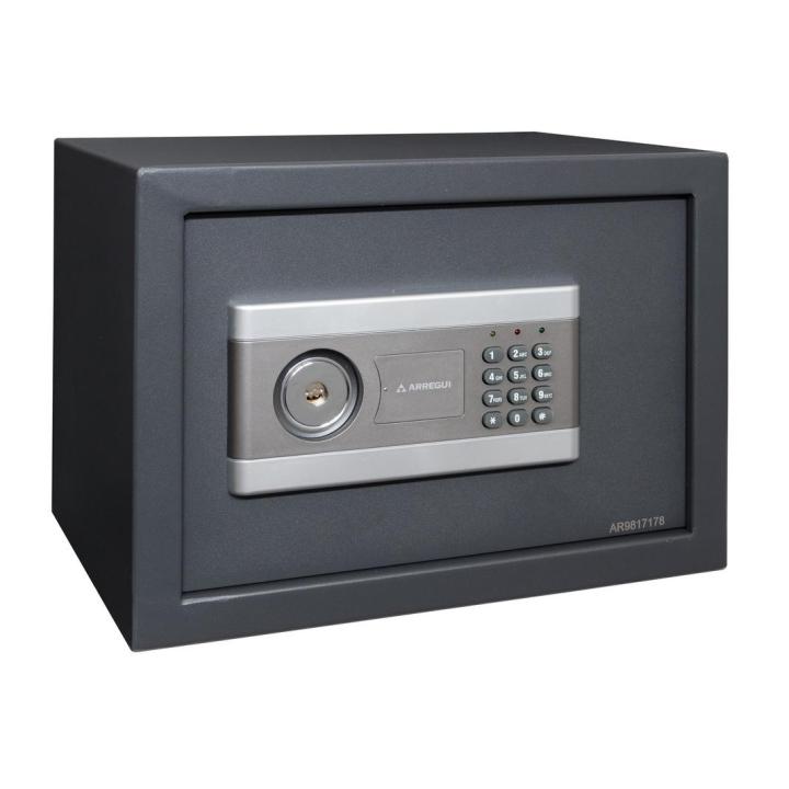 ARREGUI Stylo 19010-S2 Caja Fuerte de Acero Con Apertura de Doble Seguridad, Cerradura Electrónica más Llave, con Códigos Programables, Caja de Seguridad para Hogar y Negocios, 25 x 35 x 25 cm, 15 L