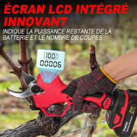 Tijeras de Podar Eléctricas Inalámbricas 1000W 50mm Pantalla LED Tijeras de jardinería recargablescon 2 Baterías de 21V 7500mAh y Cuchilla de Repuesto y Mochila para corte de ramas de frutas - details 4