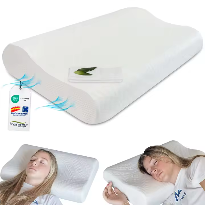 Almohada Cervical Viscoelástica de Doble Altura – Funda Lavable con Cremallera - Almohada Antironquidos, Reduce dolores de Cuello - Oeko-Tex Fabricada España - 1
