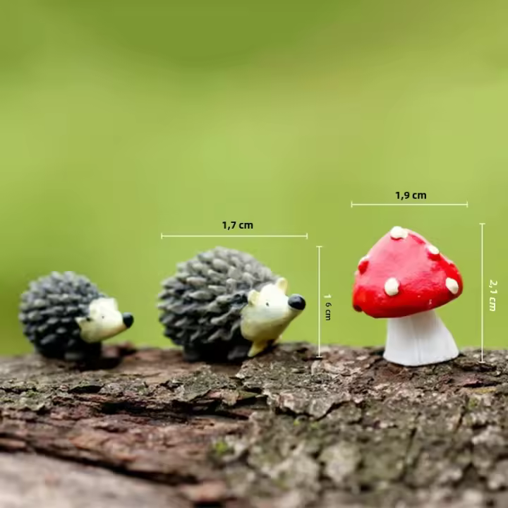 3Pcs Miniatura Jardín De Bonsái Para Muñecas Casa De Playa Adorno De Jardín Para Maceta Erizo Figura De Miniatura De Plástico - 1