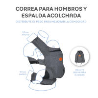 MS Kowari - Portabebés elastico, fácil de usar y colocar.Portabebé Ergonómico ajustable, mochila multiusos apropiada hasta 15 kg. Fuerza distribuída entre hombros y espalda - details 4
