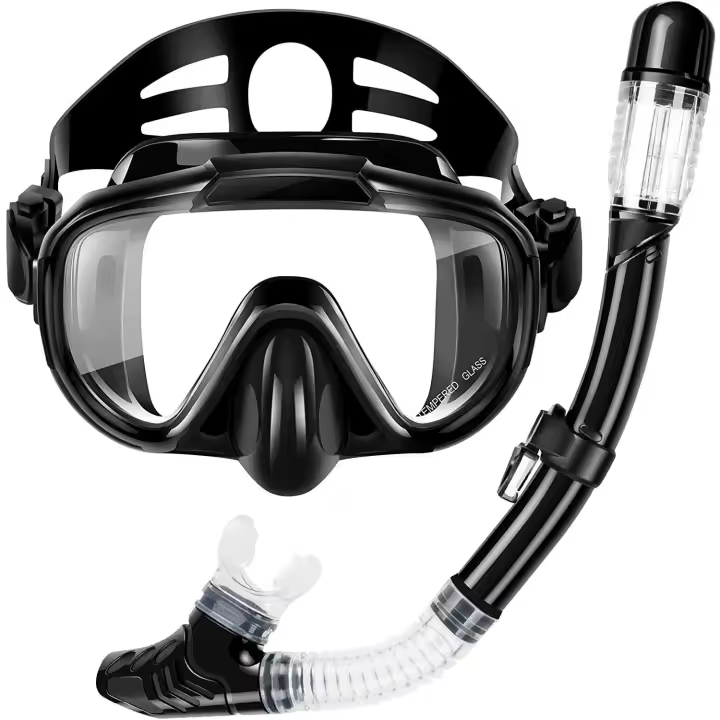 Zenyth Juego de snorkel para adultos, de Buceo Gafas, juego de snorkel complete Seco, juego de snorkel de Dos piezas, Negro - 1