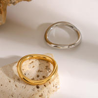 316l Acero inoxidable sin deslustre anillo de dos tonos declaración plata oro Color mezclado textura de Metal joyería de encanto de alta calidad - details 1