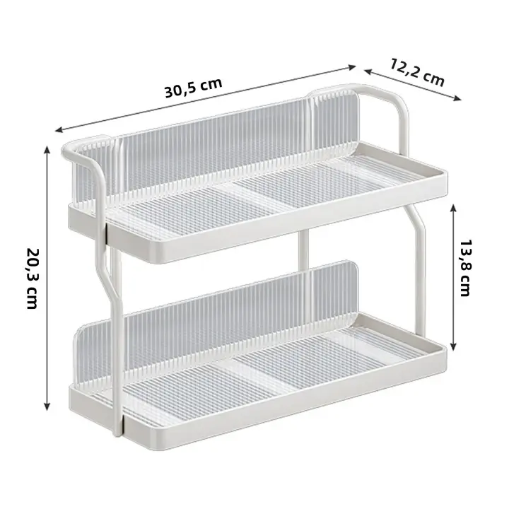 Estante De Madera Para Almacenamiento De Especias 2 Niveles Portátil Organizador De Cocina Para Sala De Estar Y Pantry En Blanco - 1