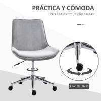 HOMCOM Silla de Oficina Giratoria Silla de Escritorio Ergonómica con Altura Ajustable Respaldo Tapizado en Terciopelo Suave y Ruedas Carga 120 kg 52,5x60x82-91 cm Gris - details 5