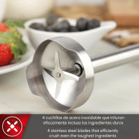 MAGEFESA TANZER Batidora de mano de 600W con vaso graduado de 600ml, tiene control de potencia y modo turbo además de 4 cuchillas de acero inoxidable - details 2