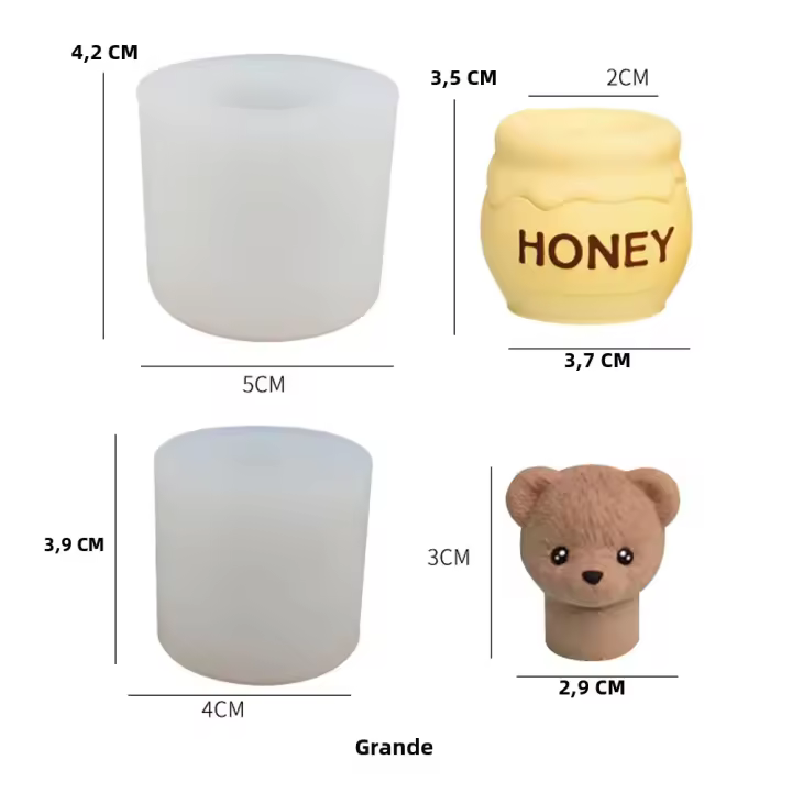 Molde De Velas De Silicona En Forma De Oso Teddy Jarra De Miel Tamaño Medio Para Hacer Sabores Y Decoración De Habitaciones De Bebés - 1