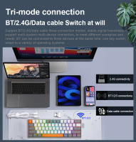 Teclado Mecánico De Juego REDRAGON L61 RGB Con Bluetooth 5.0 Y 2.4G Teclas Más Grandes 1.2X Para Usuarios De Mano Grande Compatible Con Computadora Tablet Y Laptop - details 2