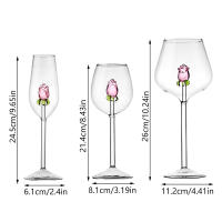 Vaso De Champán Creativo 3D Rosa De Vidrio Con Rosas Incorporadas Para Vino Tinto Y Blanco Vaso De Bebida Goblet Regalo Lindo Para El Día De San Valentín - details 6