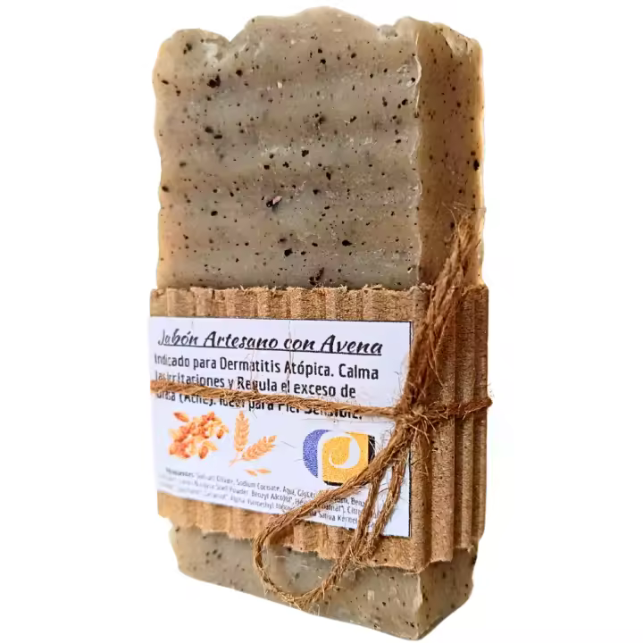 Jabón Artesano Natural de Avena. PumarShop Cinnia Natura. Indicado para Pieles Sensibles. Con Dermatitis e Irritadas. Acné. Hidratante. Apto Veganos - 1