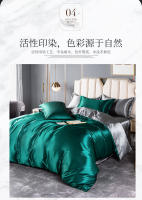 Juego De Cama Nórdico De Seda Con Fundas De Almohada Y Sábana De Lujo Para Pareja Individual Doble Verano Textil Sólido - details 9