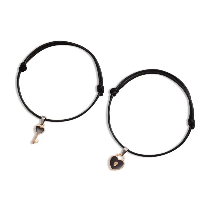 Manalex. Pulseras para parejas, 2 pulseras candado y llave, pulseras que brillan con la oscuridad. - 1