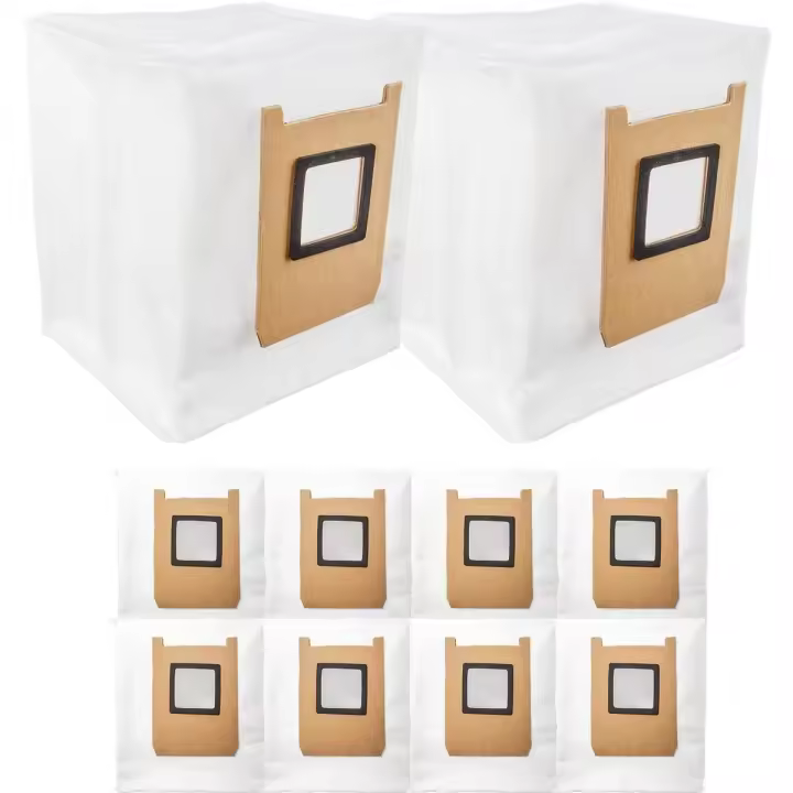 Juego de 10 bolsas para aspiradora - Compatible con Eufy Omni E28, E25 y E35 - Filtración del 99,9% - Filtro de 4 capas de vellón y tejido fundido - Bolsas higiénicas para aspiradora robot - Kit de mantenimiento de lujo - 1