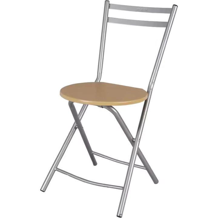 ARISE SHOP-Silla Metal Plegable con Respaldo,Silla de Metal con Base de Madera, Ideal para Cocina, Jardín, Salón - 1