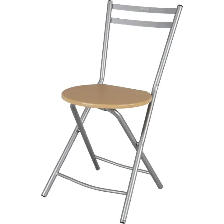 ARISE SHOP-Silla Metal Plegable con Respaldo,Silla de Metal con Base de Madera, Ideal para Cocina, Jardín, Salón - 1