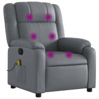 vidaXL Sillón de masaje reclinable cuero sintético Negro, Crema, Gris Sillon Dormitorio Sillon Comodos Silla Relax Sillón Sofá - details 3