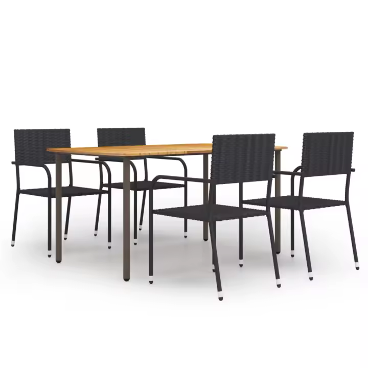 vidaXL Set de muebles de comedor de jardín 5 piezas ratán PE negro - 1