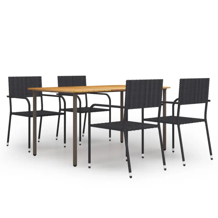 vidaXL Set de muebles de comedor de jardín 5 piezas ratán PE negro - 1