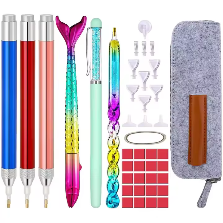 Kit De Accesorios De Pintura De Diamantes 5d Con Bolígrafo Led, Bolígrafo De Sirena, Cabezales De Bolígrafo De Repuesto, Arcilla De Pintura, Bolsa De Almacenamiento Para Arte De Uñas, Pintura - 1