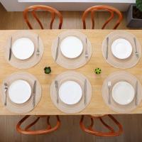 2/4Pcs Tapetes De Mesa Redondos Tejidos De Ramia Antideslizantes Tapetes Para Comedor Placemats Ecológicos Resistentes Al Calor Para Vajilla Tazas Y Copas Suministros De Cocina - details 11