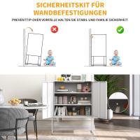 Aparador Metálico, Gabinete de Almacenamiento - 2 Estantes, Gabinete Independiente de Acero, Puerta Magnética, Protección Antiinclinación, Sala de estar, Cocina, Oficina, Blanco, alto 109 cm × Ancho 85 cm × Profundidad 40 cm - details 6