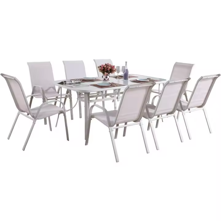 Habitat y Jardin - Conjunto De Jardín Mesa + 8 sillas de Textileno "Córdoba" - Crudo - 1