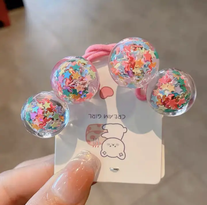 2PCS Cinturones Elásticos Para Niñas Con Lentejuelas Y Floral Accesorios De Cabello Kawaii Para Princesas Adecuado Para Niños Estilo Casual Multifuncional - 1