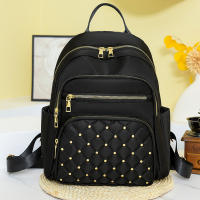 Mochila De Mujer Nueva Con Lattice De Diamantes Gran Capacidad Para Viajes Moda Casual De Tela De Goma Oxford Mochila Suave Para Todos - details 0