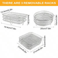 Leeseph Rack De Air Fryer En Acero Inoxidable Accesorios Universales Para Air Fryer 3 Rack Pila Grill Deshidratador Ajuste Para Horno De Air Fryer - details 0