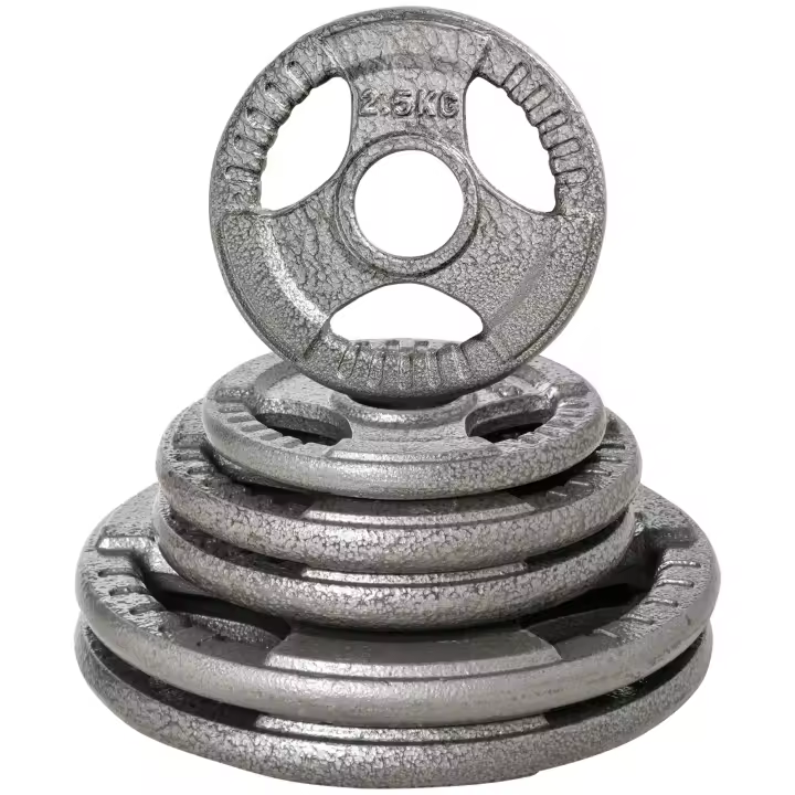 HOMCOM Juego de 6 Discos de Pesas de Acero 2,5-10 kg con Peso Total de 35 kg Discos Olímpicos con Orificio Central de Ø54 mm para Entrenamiento en Casa Gimnasio Plata - 1