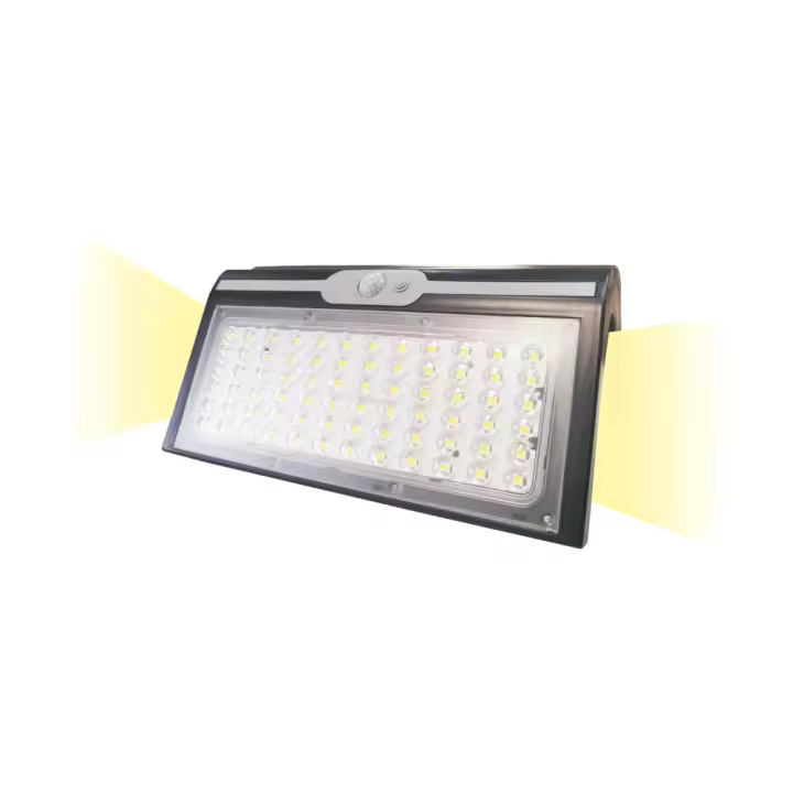 aplique solar 6w 430lm 6.500k con sensor color negro edm - 1