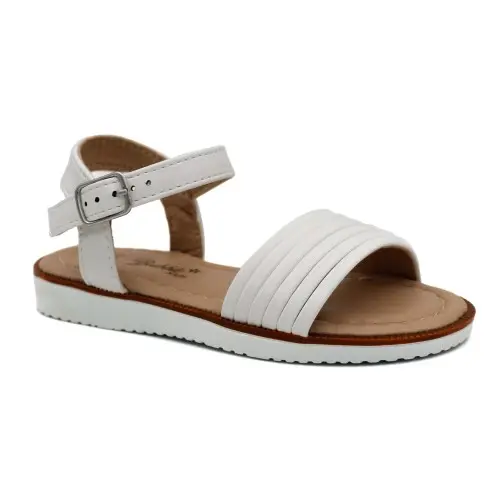 Sandalias niña BUBBLE KIDS C1337 en blanco y bronce con cierre de hebilla. - 1