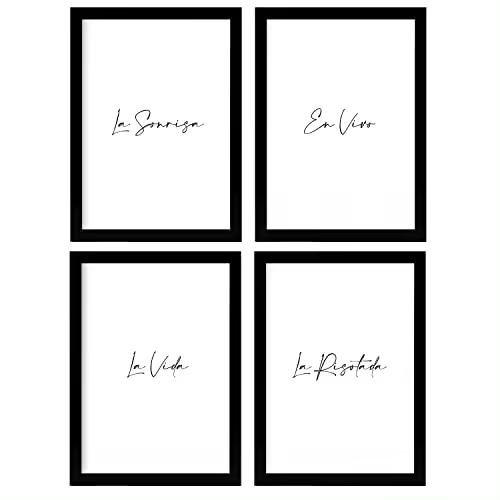 Nacnic Set de 4 Pósters Tipográficos Sonrisa - Diseño de Interiores - Cuadros Inspiradores - 1