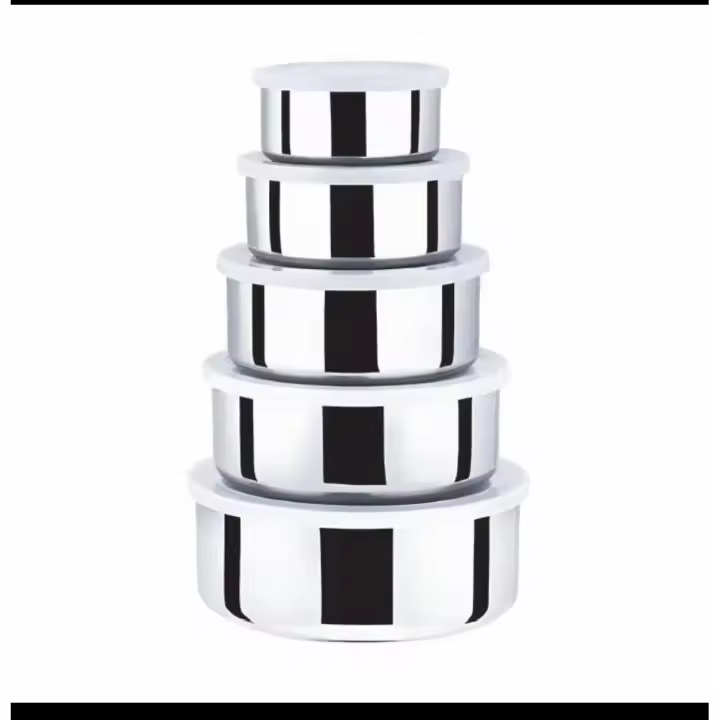 Set de 5 Recipientes de Acero Inoxidable Prácticos Resistentes y Elegantes para Cocina Almacenamiento Diario-Euroxanty- - 1