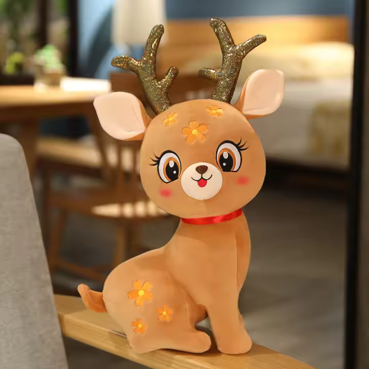 Muñeco De Peluche Navideño De Cielo Estrellado Reindeer Suave Almohada Bonito Y Lindo Relleno De Algodón PP Adecuado Para 14+ Años - 1