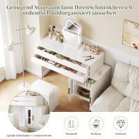 Blanco de Diseño eshamotable, Modern Efecto para dormitorio-Dimensiones: A100/H78/D40 cm (taburete no incluido) - details 4