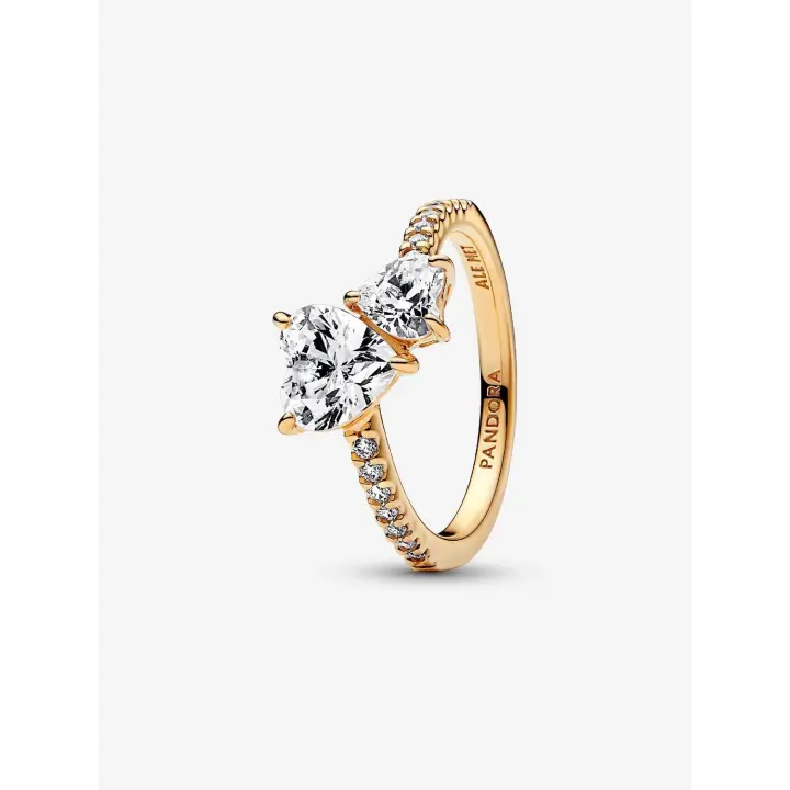 Pandora - Anillo brilliant De Doble Corazón-Baño de Oro de 14K - 1
