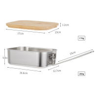 Caja Bento De Acero Inoxidable 900ML Con Tapa De Madera Para Camping Picnic Pesca Al Aire Libre Soporte Para Tetera Y Tabla De Cortar - details 0