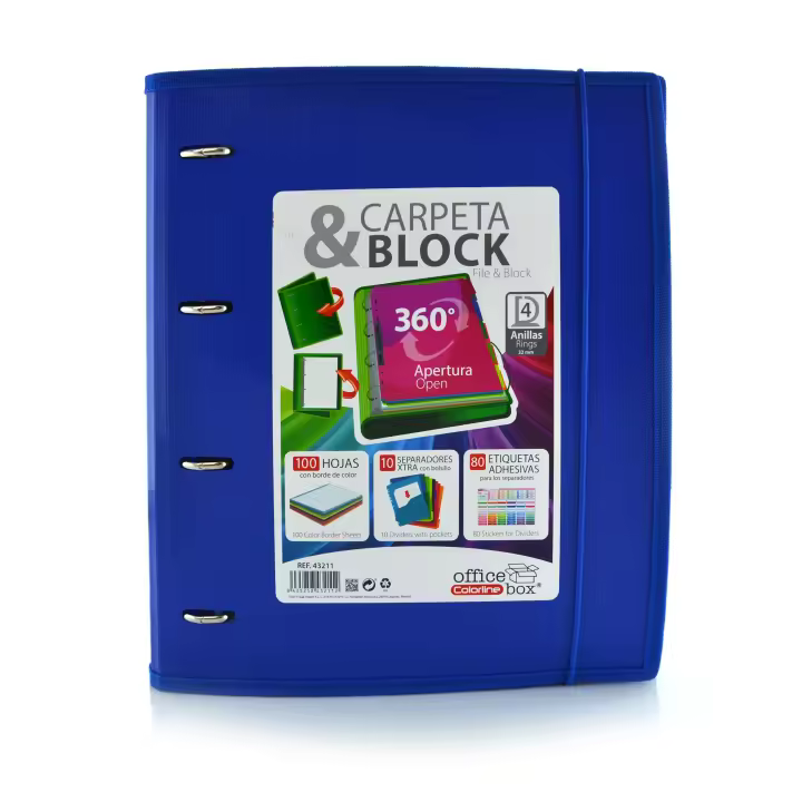 Office Box Carpeta & Block A4 Colorline en Polipropileno con Cierre de Gomas - 1
